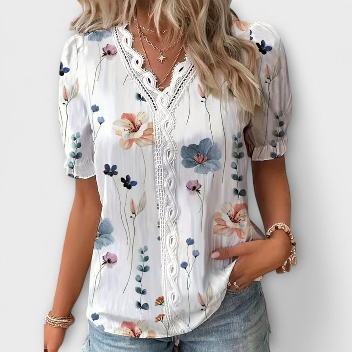 Blusa moderna com decote em V