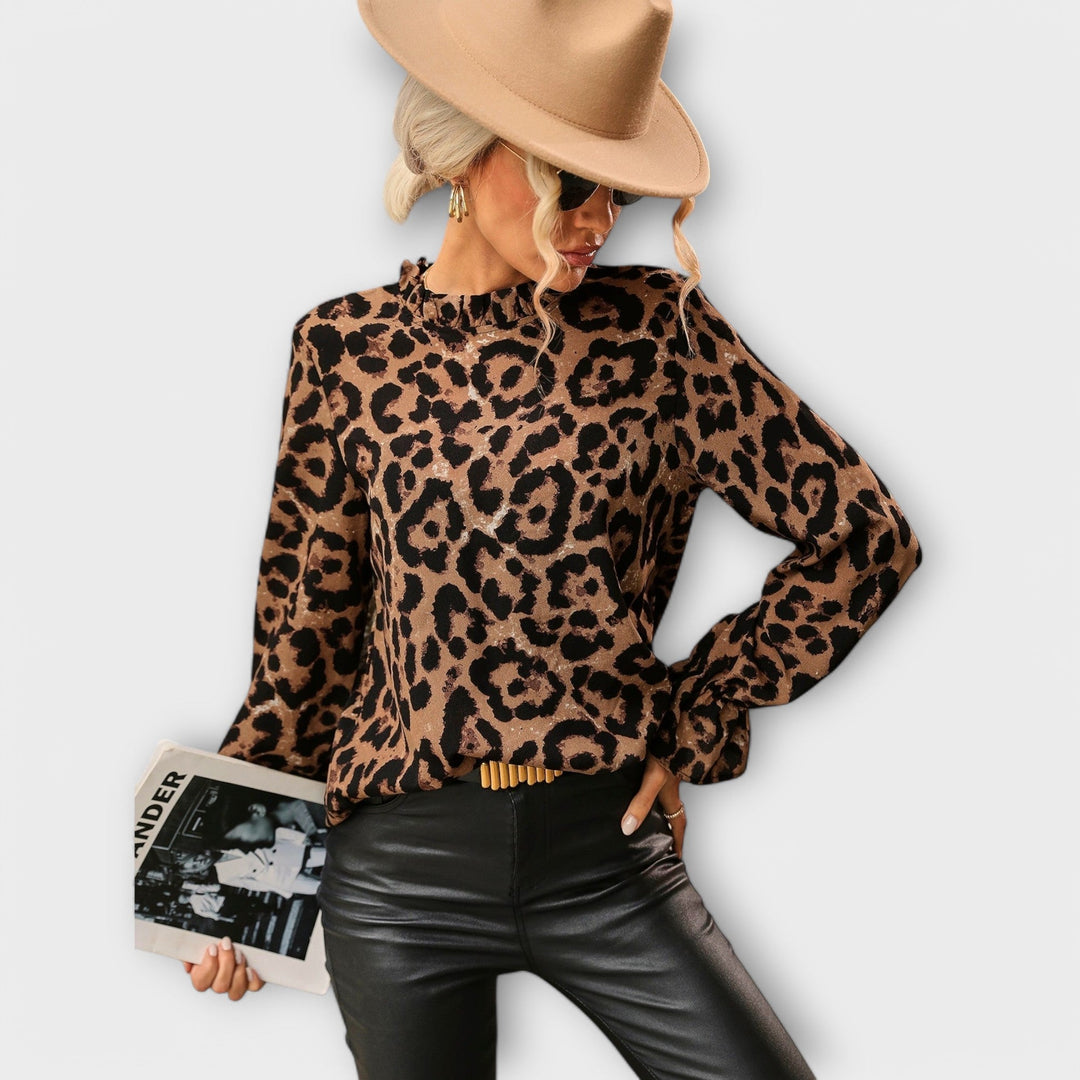 Blusa Leoblouse com gola plissada
