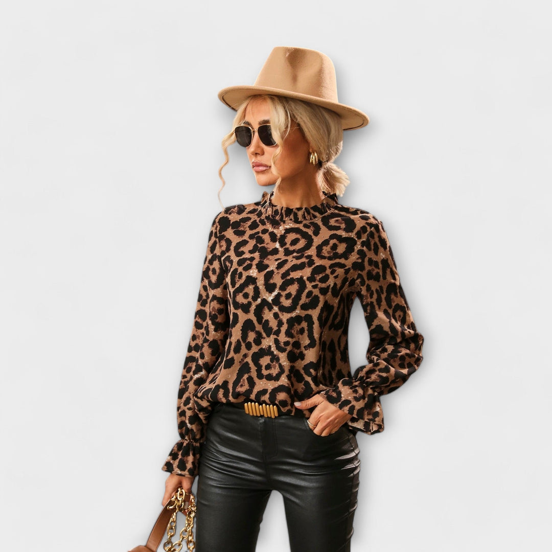 Blusa Leoblouse com gola plissada