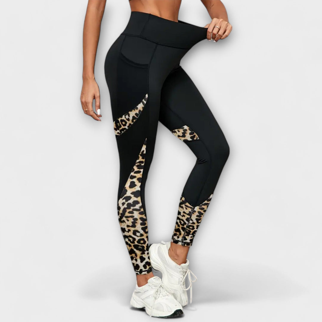 Calça de Treino Alta com Estampa de Leopardo