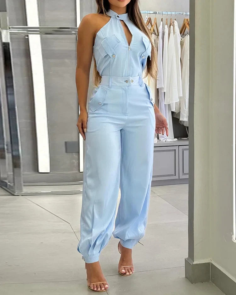 Andreia - Macacão Halter Azul Claro