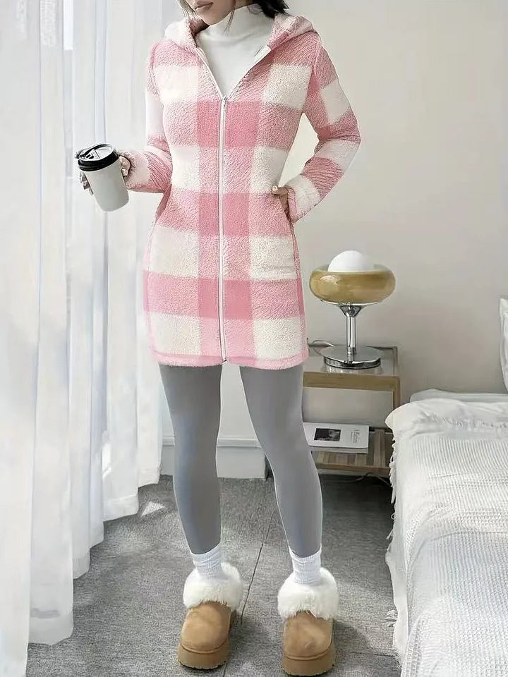 Casaco xadrez Melina suave e aconchegante