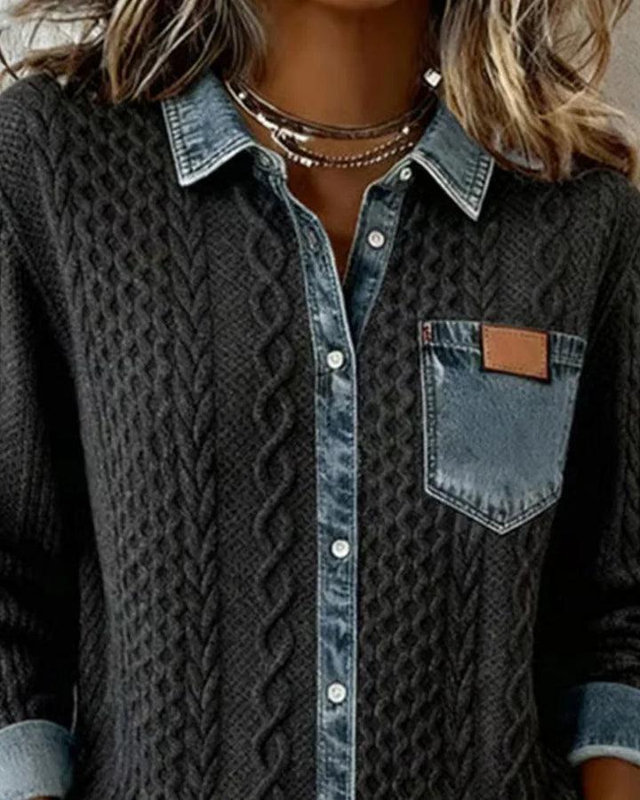 Simone | Camisa de Patchwork em Denim