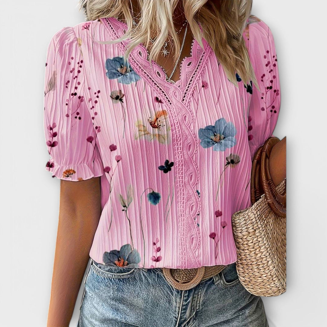 Blusa moderna com decote em V