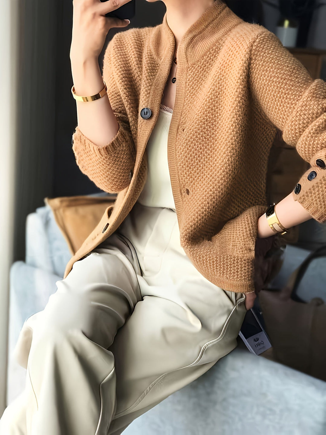 Casaco de malha Aurora — elegância que aquece