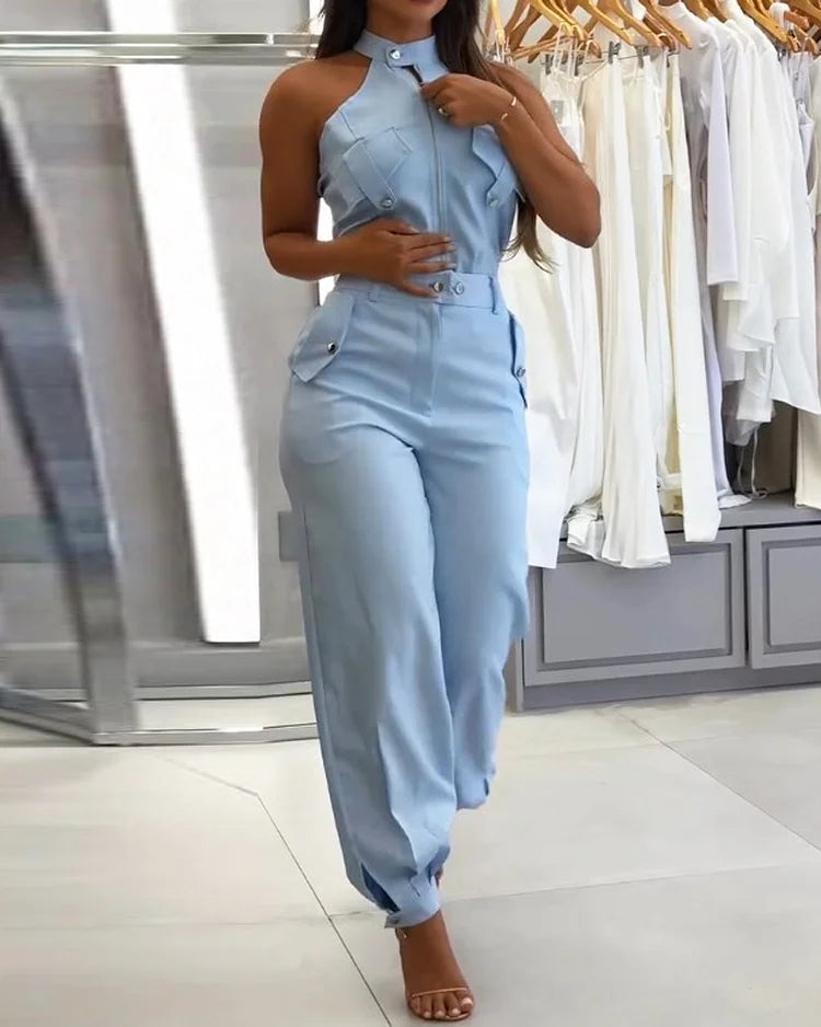 Andreia - Macacão Halter Azul Claro