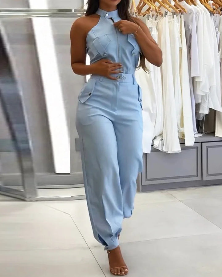 Andreia - Macacão Halter Azul Claro