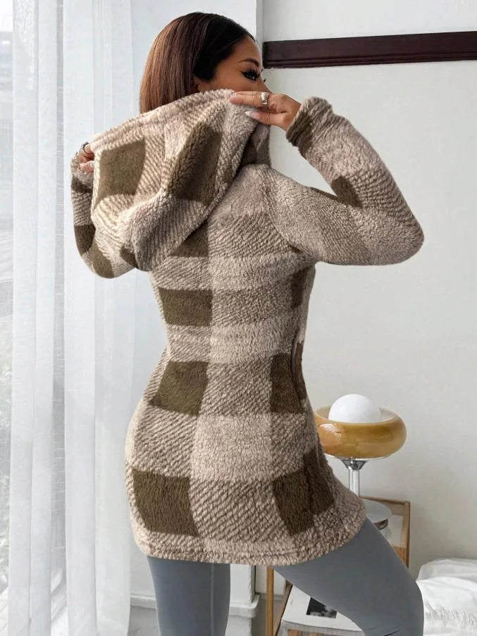 Casaco xadrez Melina suave e aconchegante