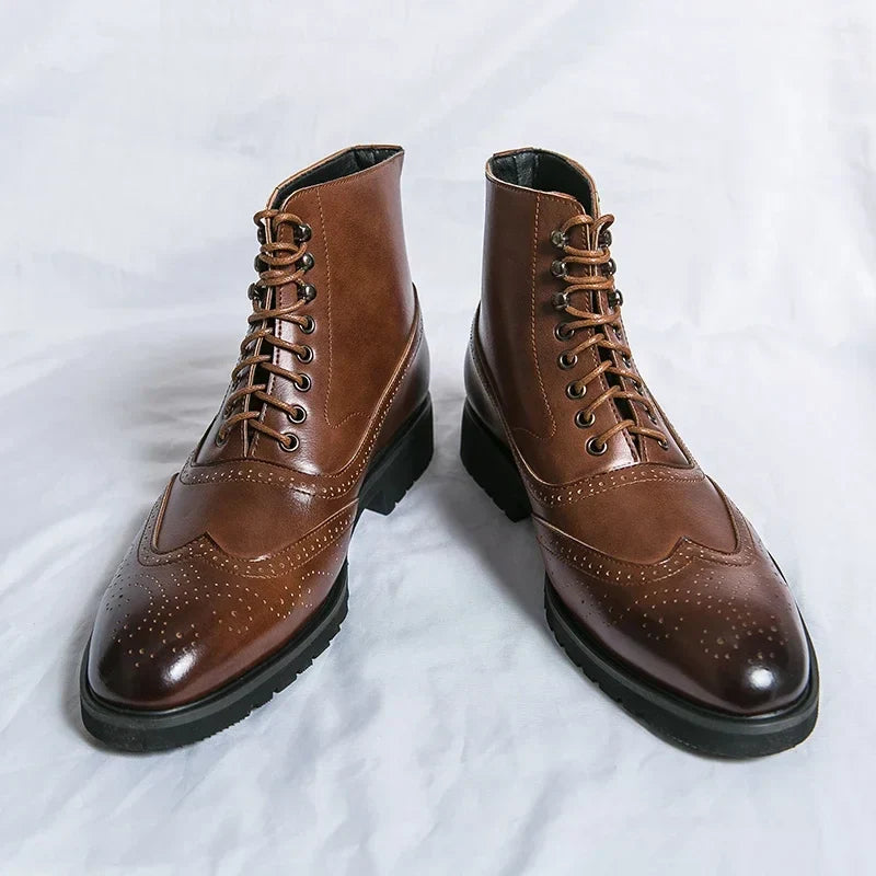 Botas Brogue de Couro Genuíno Giovanni Santi