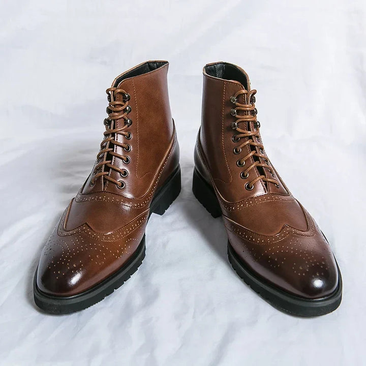Botas Brogue de Couro Genuíno Giovanni Santi