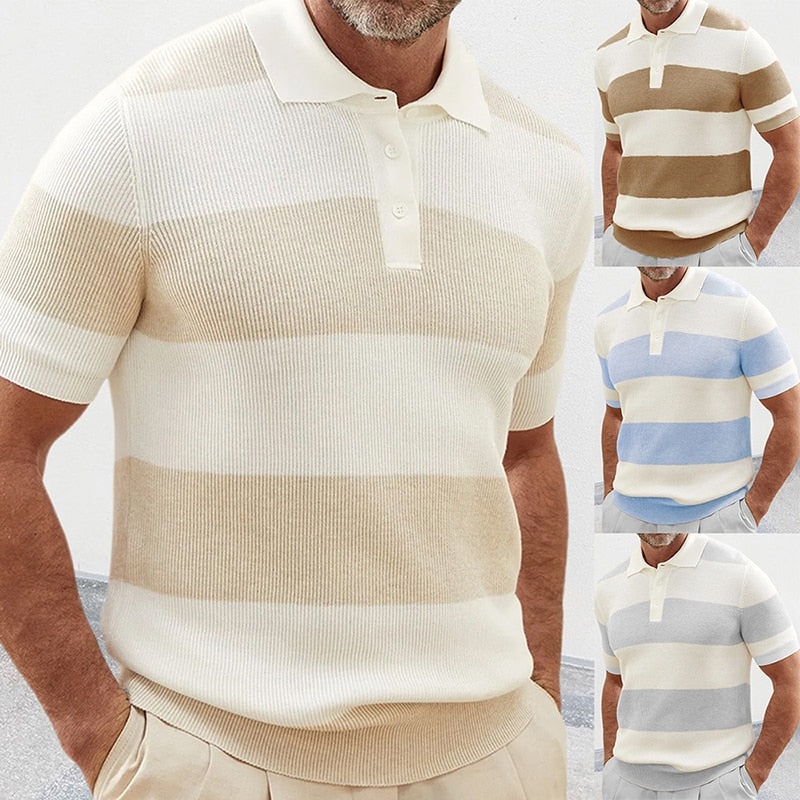 Polo estilo tricotado às Riscas  Italia