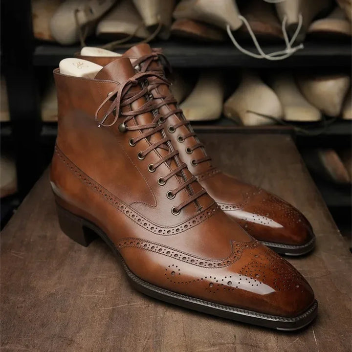 Botas Brogue de Couro Genuíno Giovanni Santi