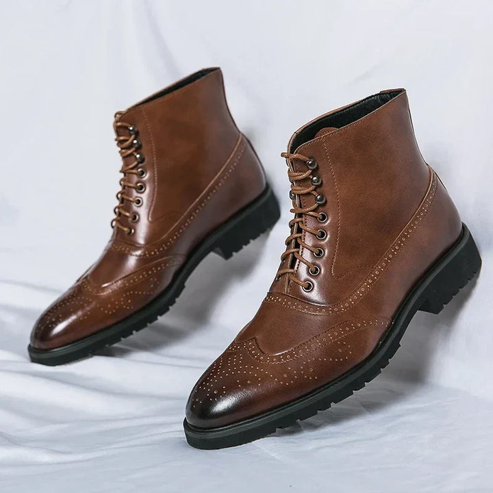 Botas Brogue de Couro Genuíno Giovanni Santi