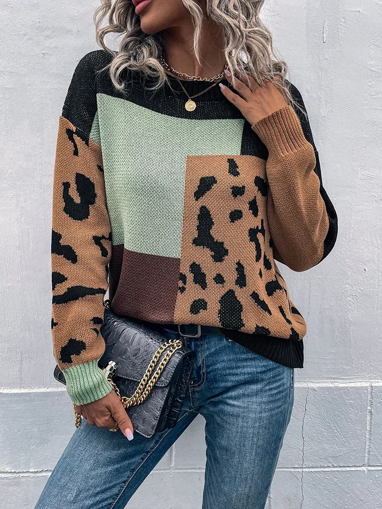 Le clair |  Suéter vintage leopardo patchwork