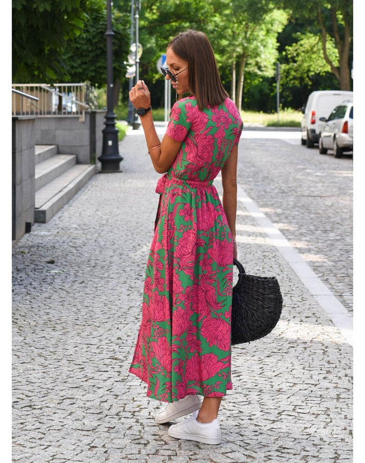 Amelie – Vestido Midi Floral Ajustável e Confortável