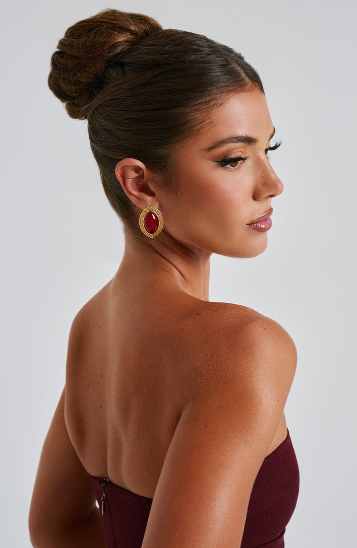 Brincos Azra - Vermelho/Dourado