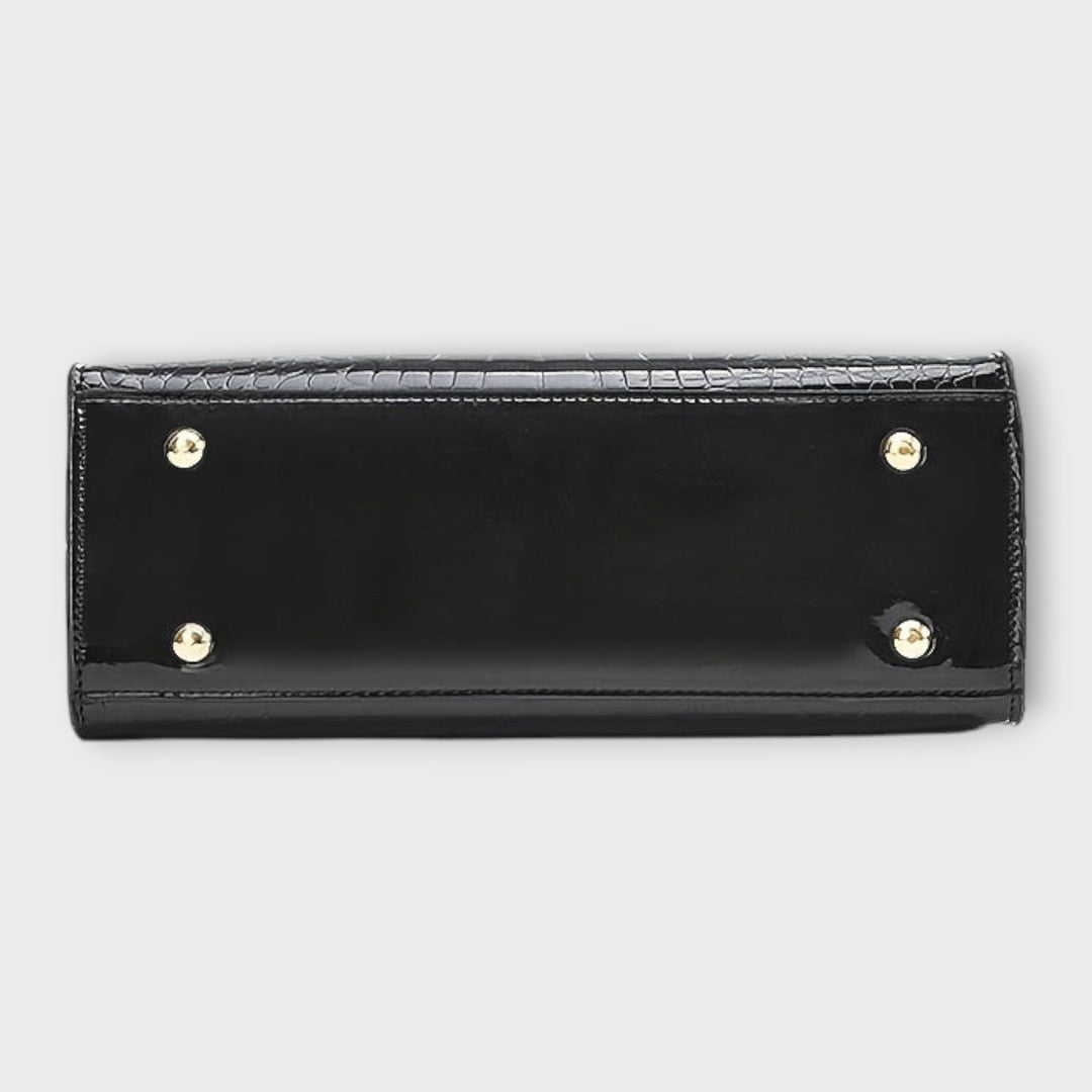 Eline - Bolsa de Mão em Couro de Crocodilo Brilhante