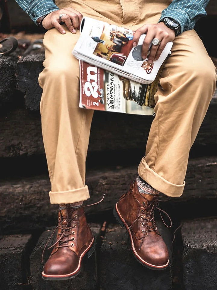 Botas de Couro Lace-up Clinton Adams