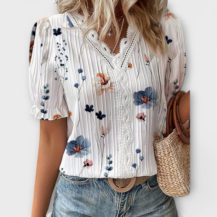 Blusa moderna com decote em V