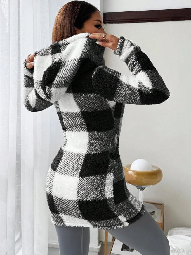 Casaco xadrez Melina suave e aconchegante