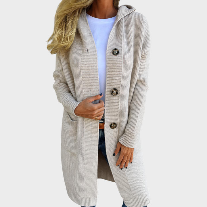 Casaco Sienna em malha com capuz e bolsos