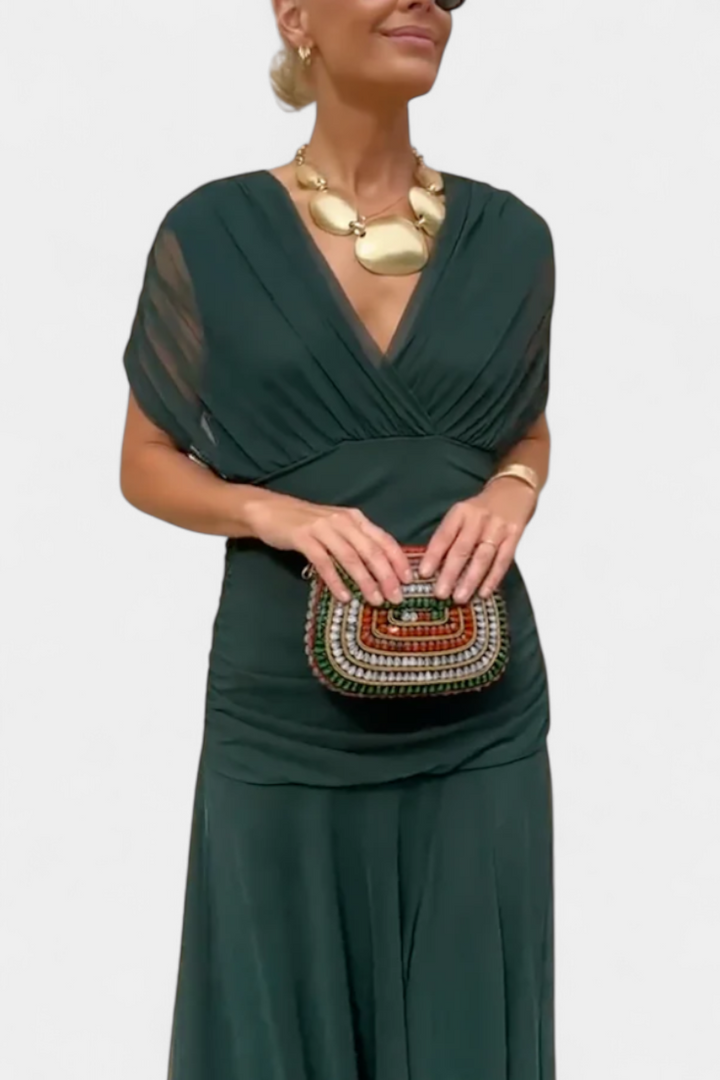 Alondra - Vestido longo de Mulher com estampa floral e decote em V