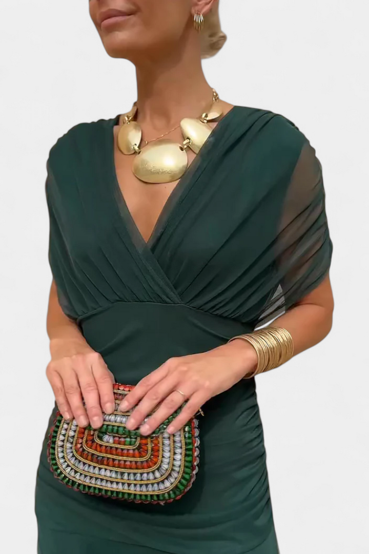 Alondra - Vestido longo de Mulher com estampa floral e decote em V