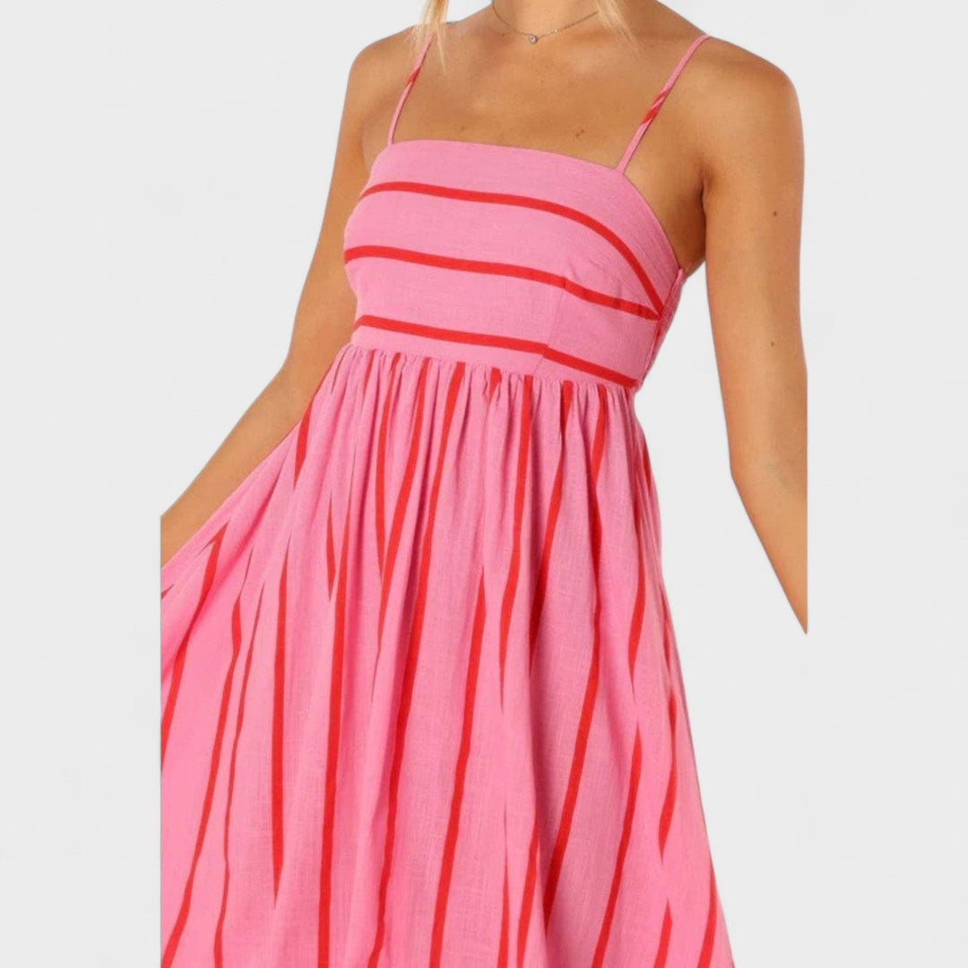 Isabel - Vestido comprido às riscas