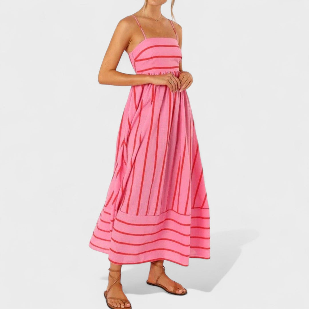 Isabel - Vestido comprido às riscas