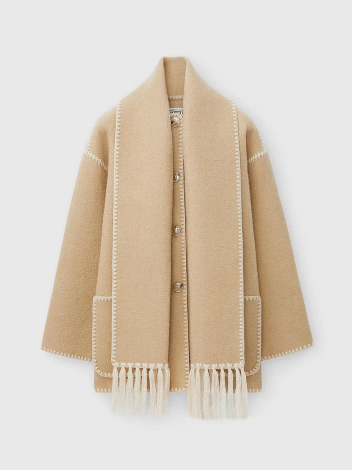 Casaco de Lã com Gola de Lenço