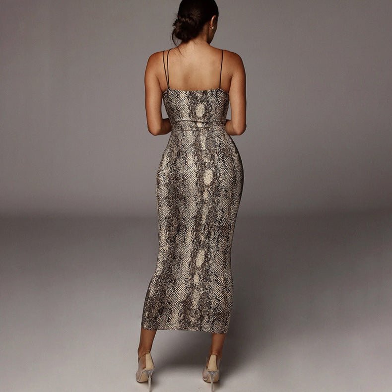 Leopardo | Vestido Justo Sexy com Estampa de Leopardo e Alças Finas