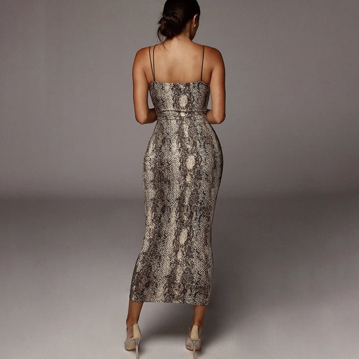 Leopardo | Vestido Justo Sexy com Estampa de Leopardo e Alças Finas