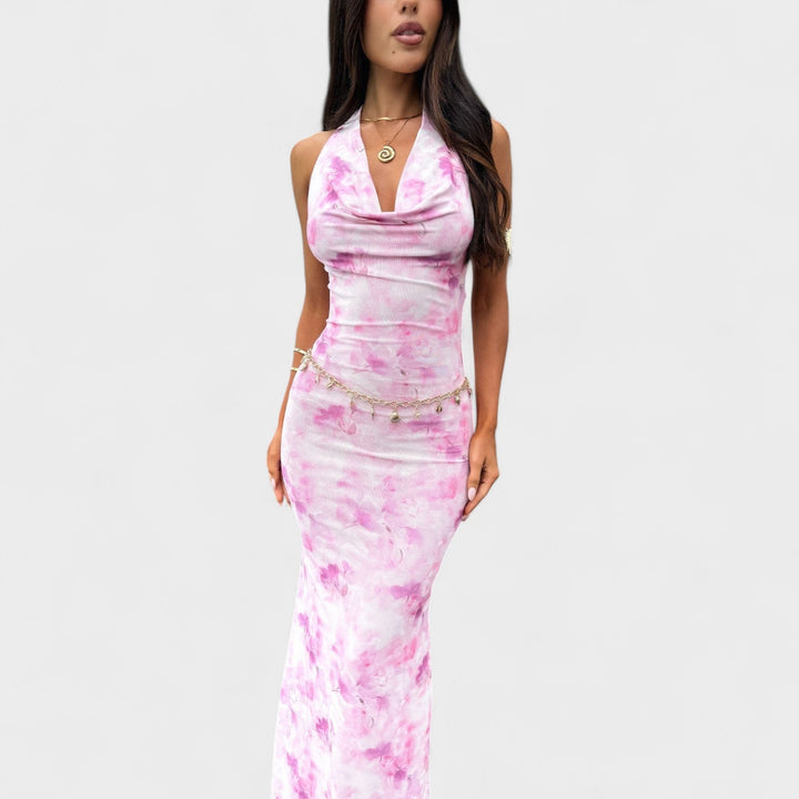 Mara™ | vestido floral cor-de-rosa