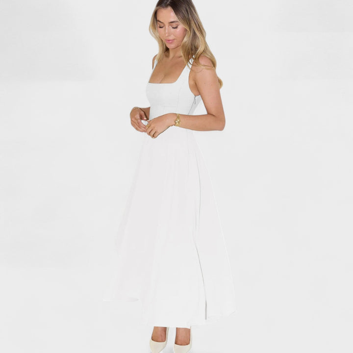 Maribel - Vestido Midi com decote quadrado