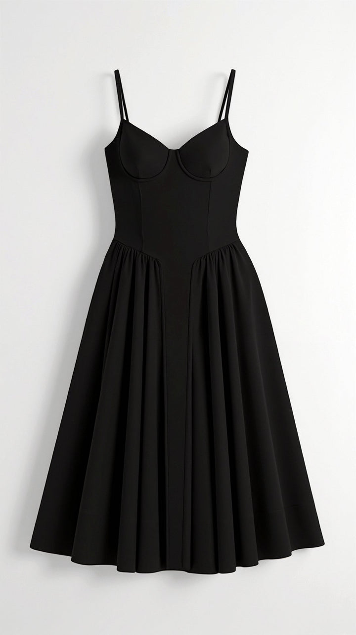 Odette Élégance | Vestido midi com corpete estruturado