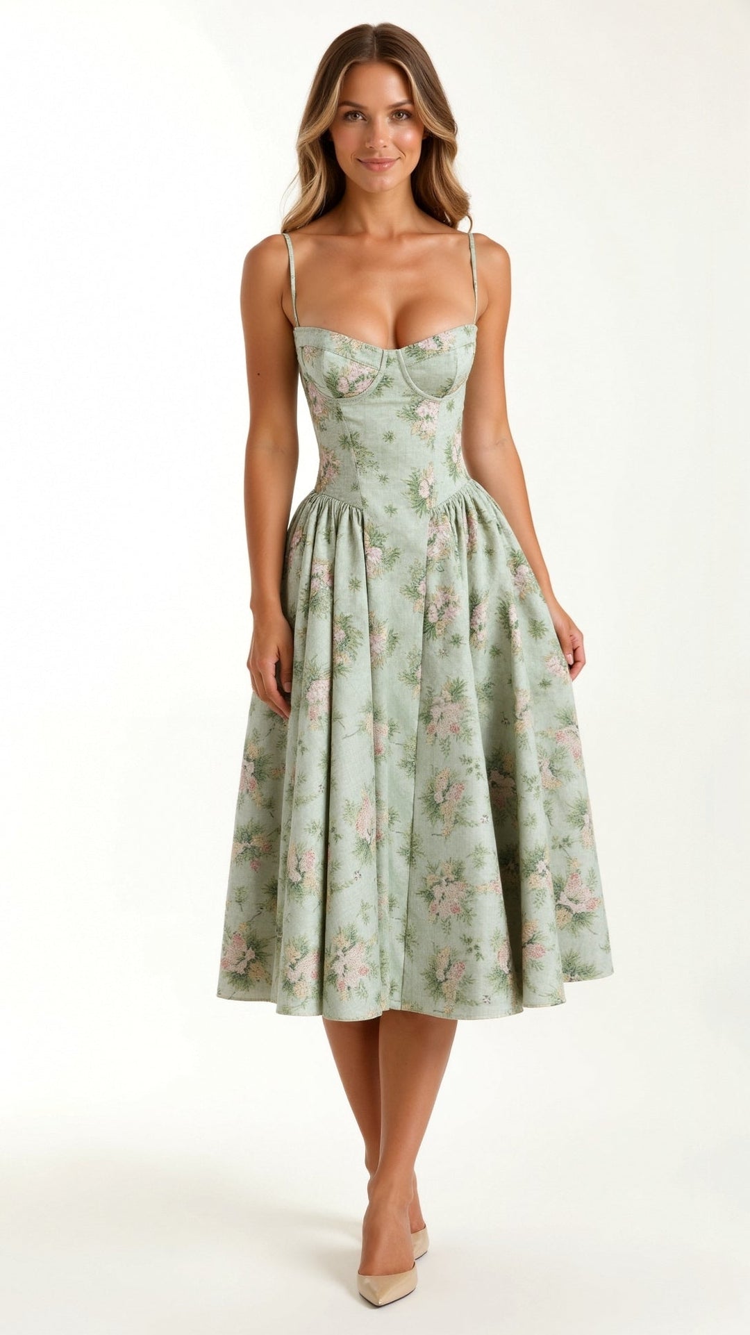 Odette Élégance | Vestido midi com corpete estruturado