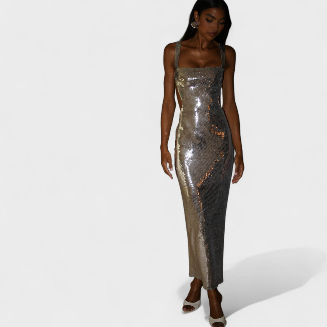 Vestido de gala Sparkle Silver - Edição de noite