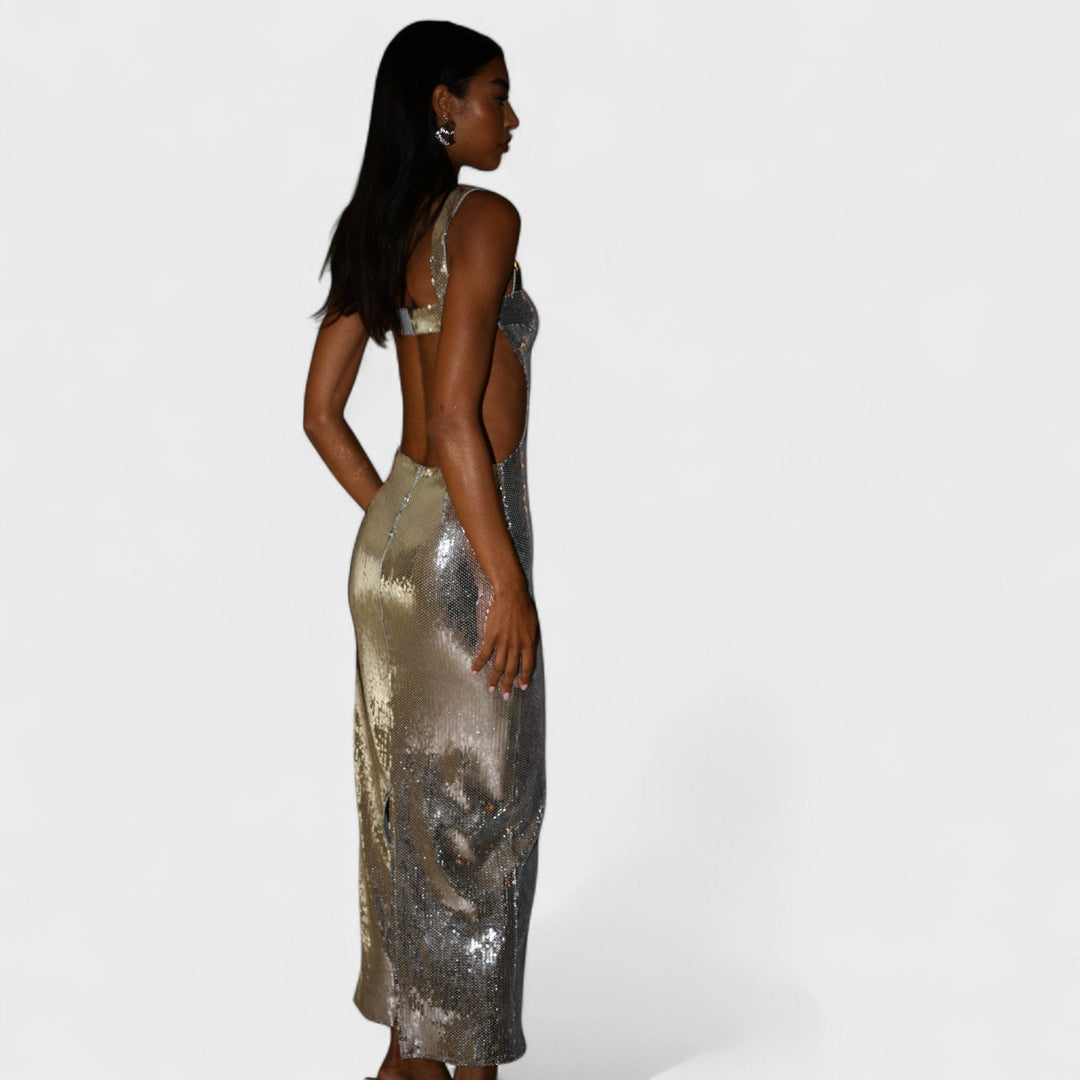 Vestido de gala Sparkle Silver - Edição de noite