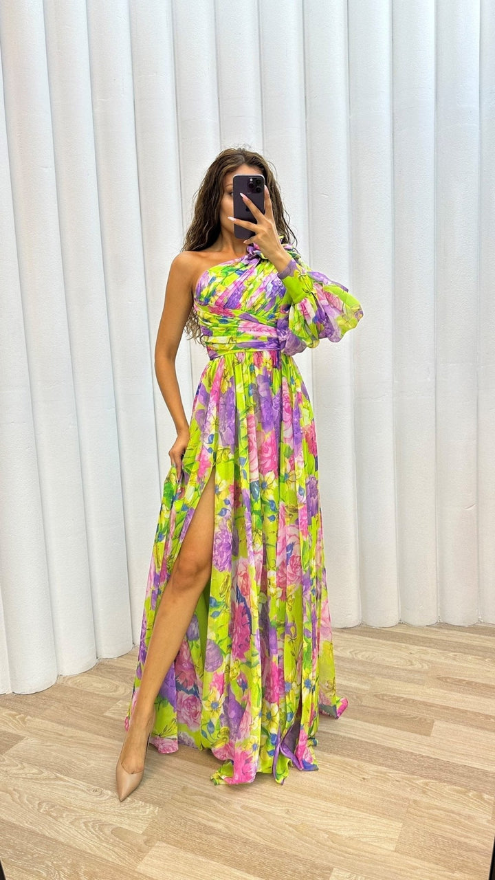 Whitney | Vestido Elegante e Fluido de Ombro para Eventos de Verão