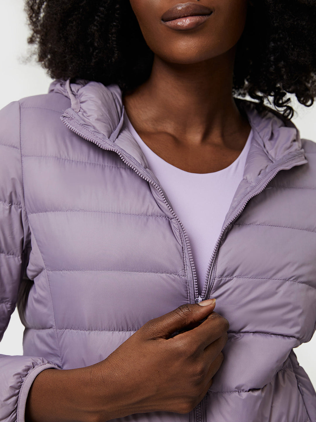 Puffer Casaco Leve com Enchimento de Penas