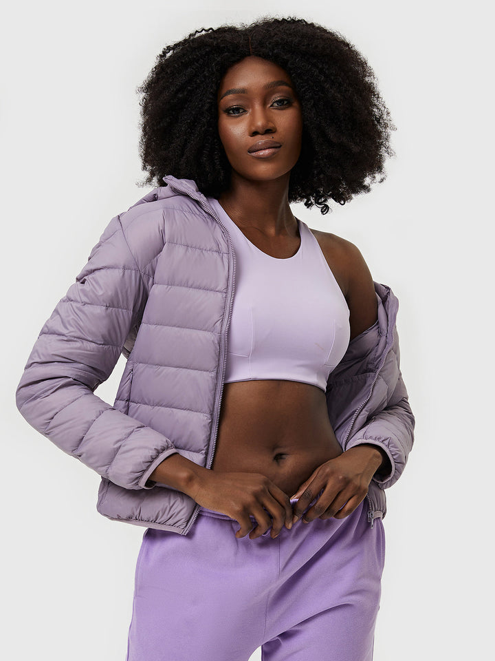 Puffer Casaco Leve com Enchimento de Penas